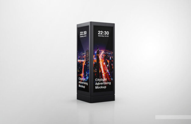 Digital LED City Light Advertising Mockup